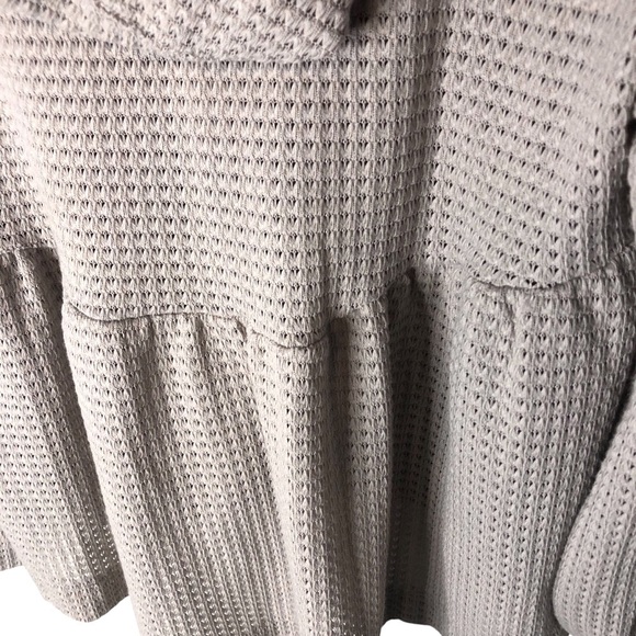 So Thermal Waffle Knit Hooded Top Sz S Peplum Beach Casual Boho Beige Sweatshirt - Picture 7 of 9